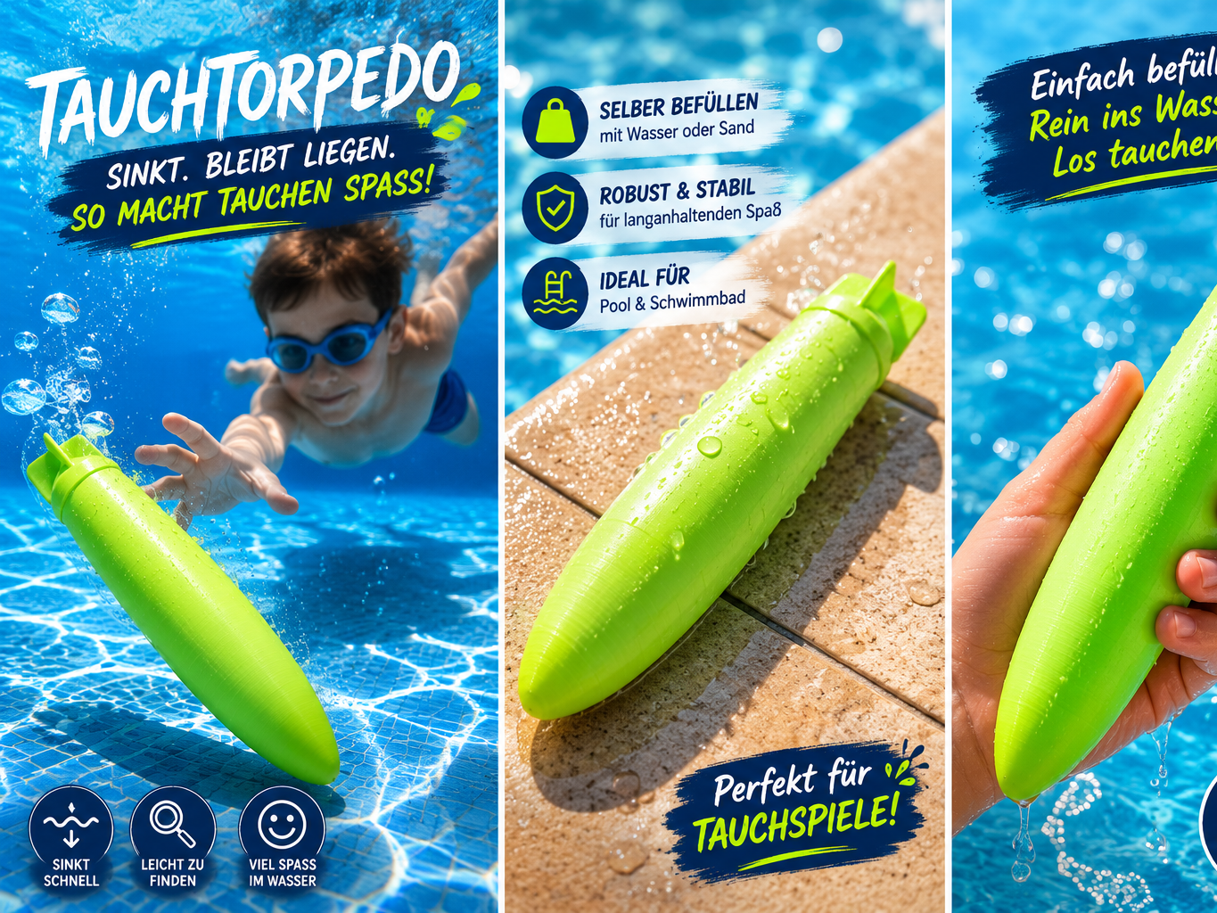 diving torpedos - fill them with sand, water etc.