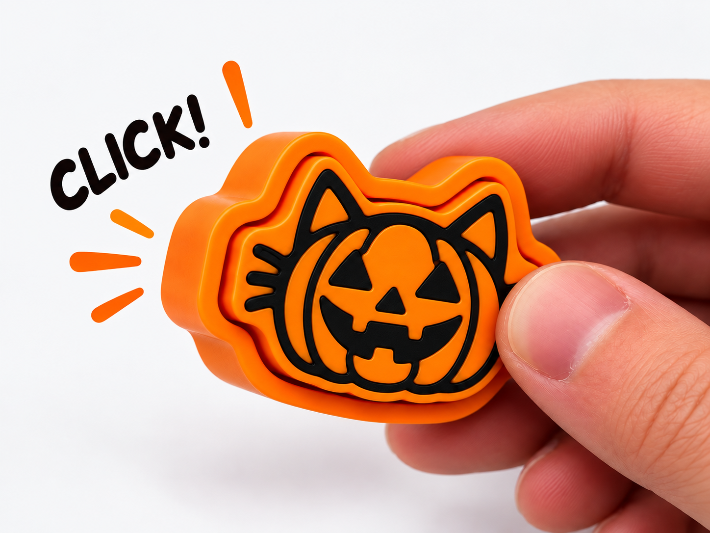 Cat pumpkin fidget toy button clicker Halloween 3D model