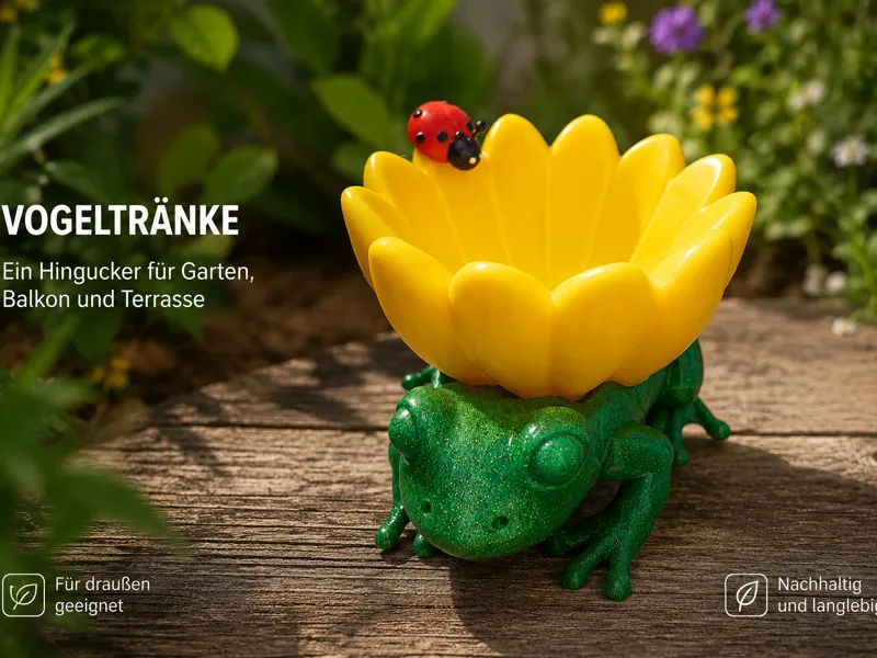 Frosch-Vogeltränke mit Blütenschale