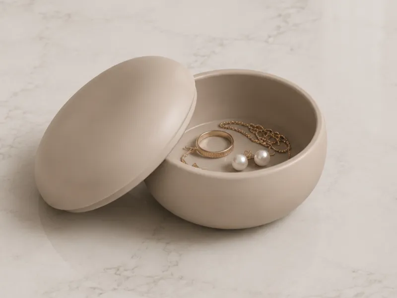 Lidded Container Storage Pebble Collection