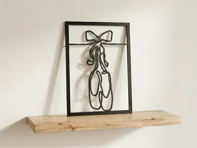 One Line picture "Hanging Pointe Shoes with frame"
