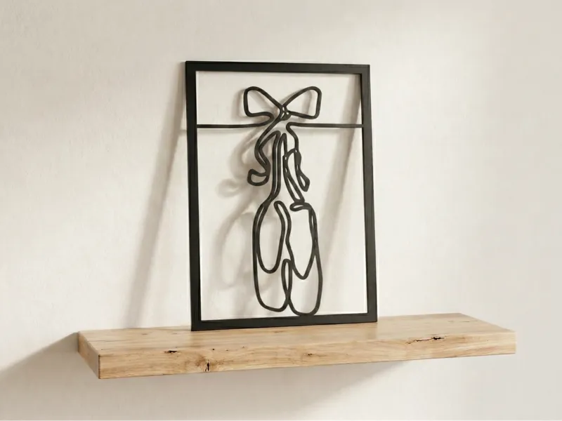 One Line picture "Hanging Pointe Shoes with frame"