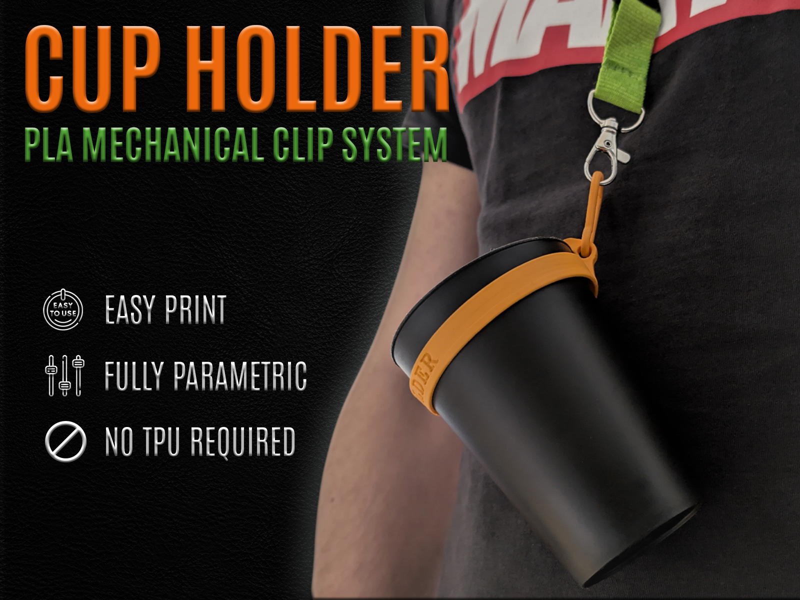 PLA Cup Holder Clip Lock – Fully Parameterizable