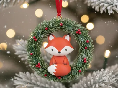 Foxy Pine Tree Ornament