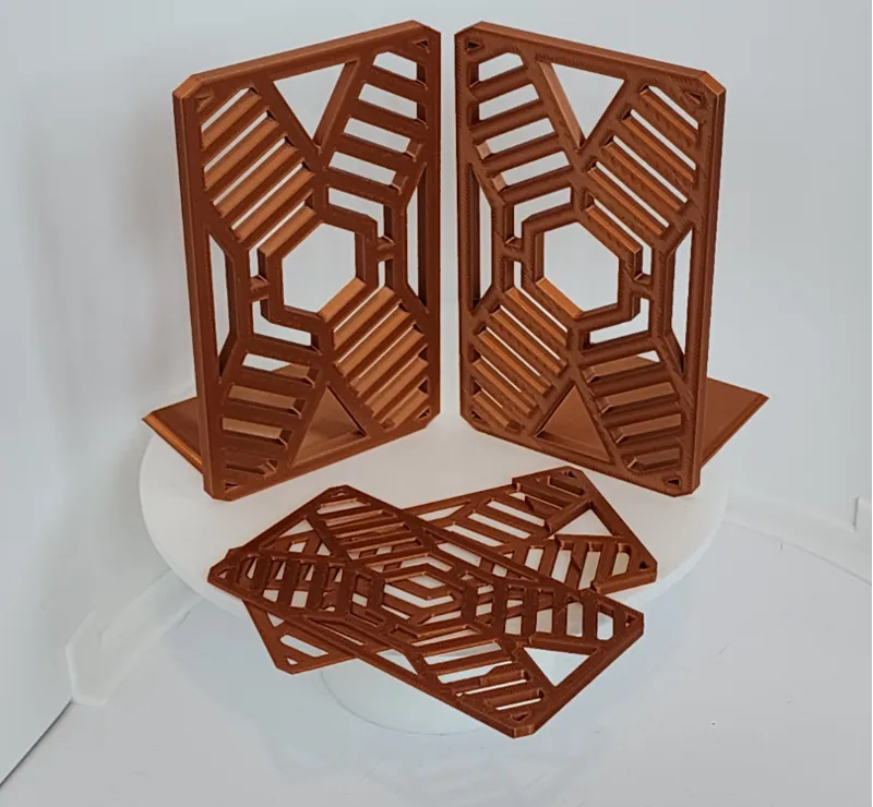 Geometric Bookend and Bookmark Set