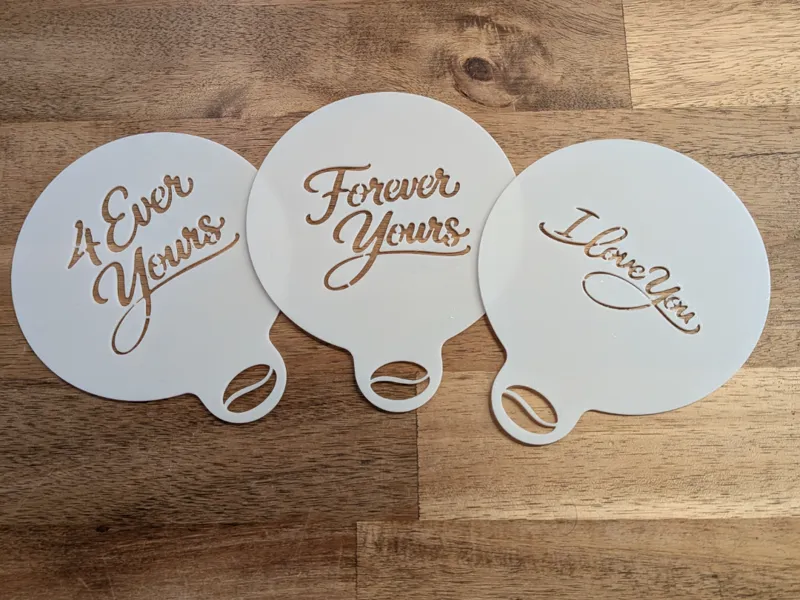 Coffee - Cocoa Art Stencils (valentines texts)