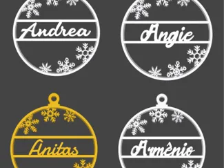 Conjunto Ornamentos de Natal Nome Personalizáveis