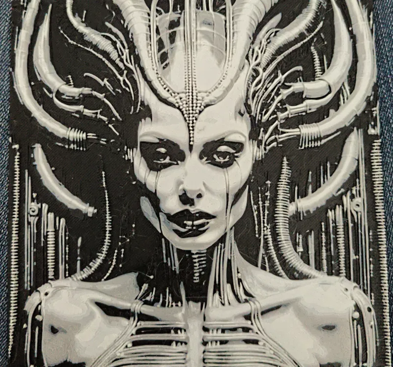 Giger Style alien woman. Cyborg hybrid