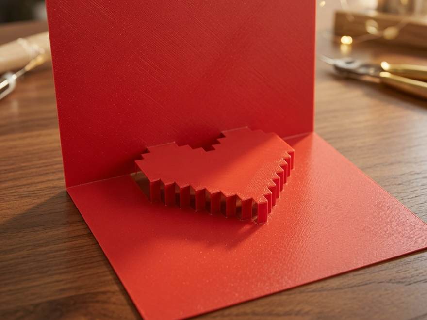 Print-in-Place Pop-Up Heart Card