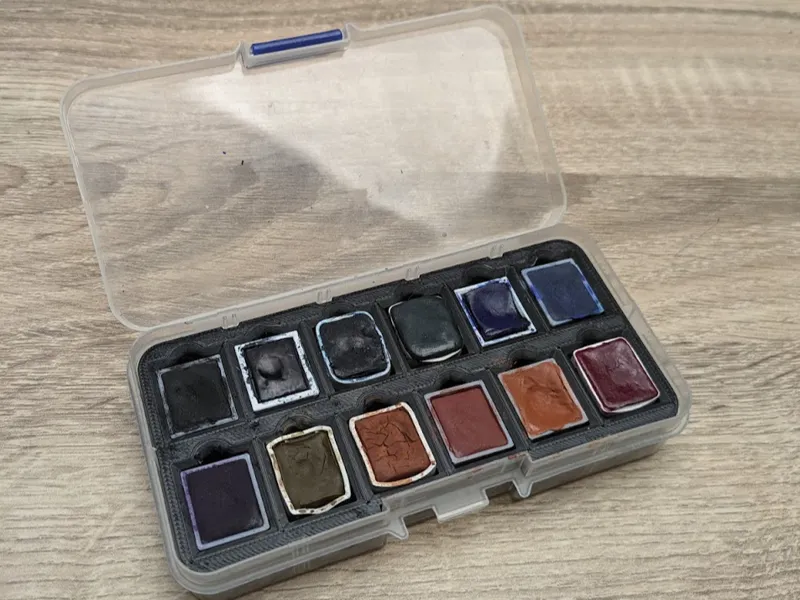12 pans Watercolor box palette - box recycling