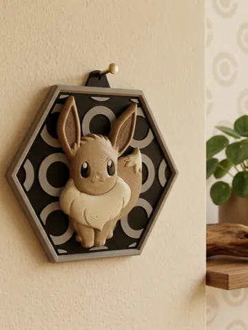 Letrero o emblema decorativo: HexaDex-Eevee (V2) Pokemon — vista de referencia 2