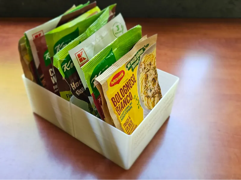 box for sachets with herbal dishes 