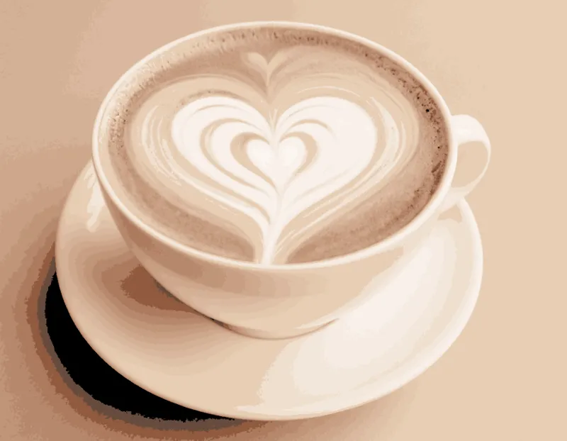 Flat white heart shape coffee kitchen decor