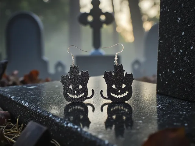 Pumpkin and spooky kittens earrings