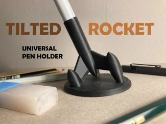 Tilted rocket universal pen holder