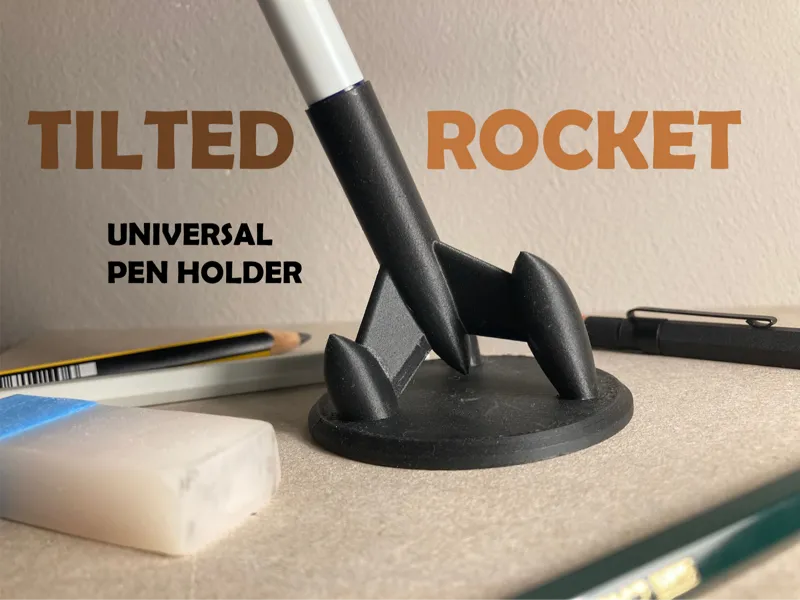 Tilted rocket universal pen holder