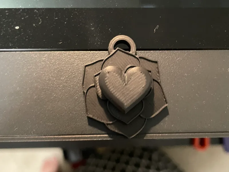 Flower with heart necklace or keychain