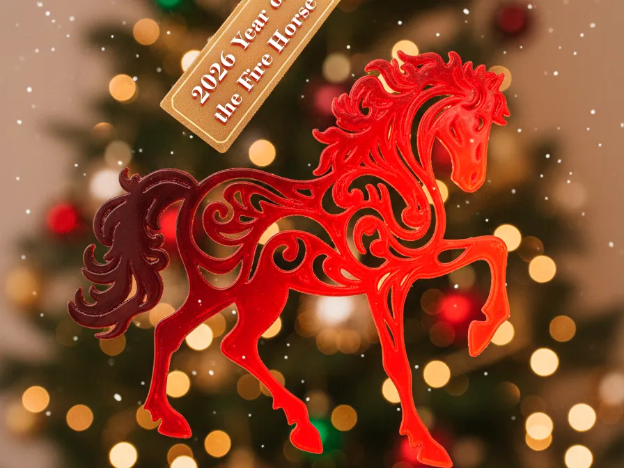 Ornamento da collezione con statuetta decorativa a forma di cavallo rosso dal design speciale