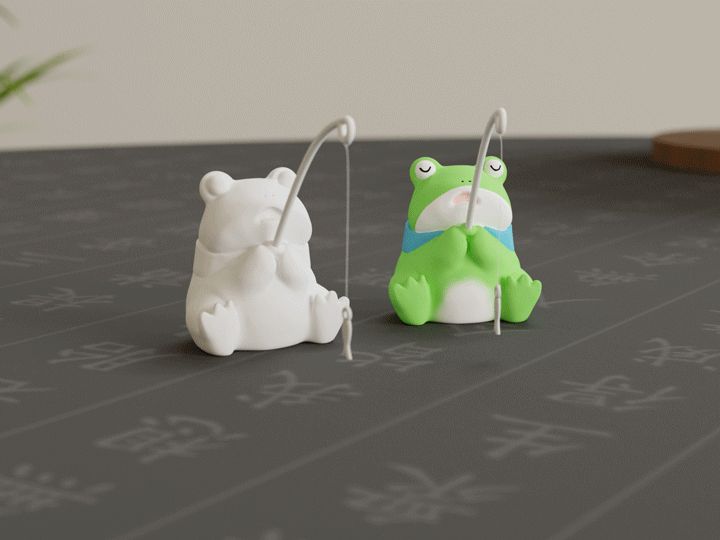 Fishing Frog, Cute, Desktop ornament sculpture