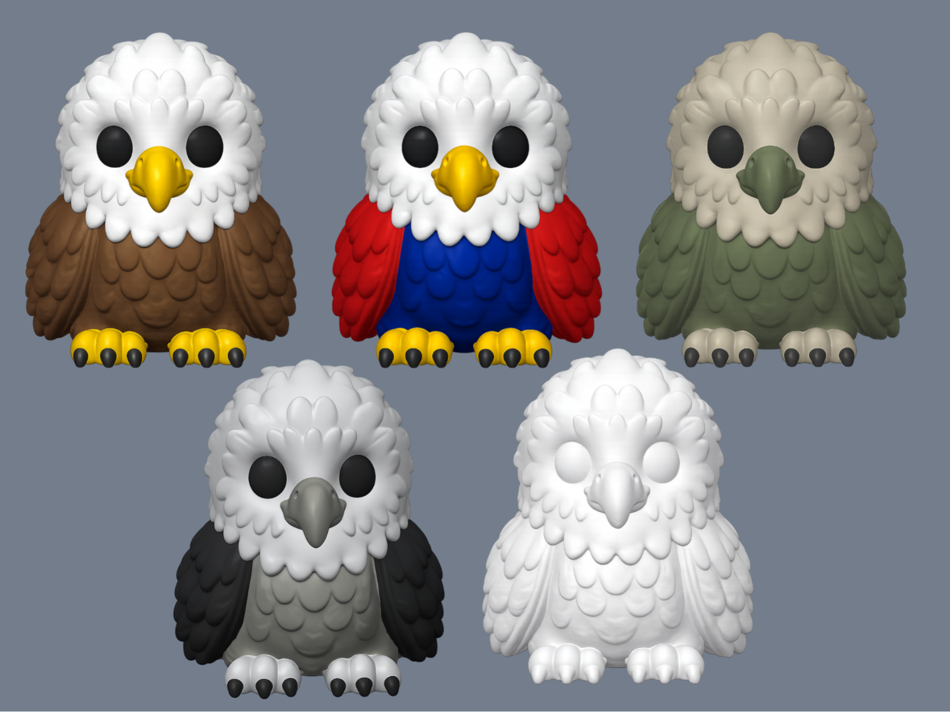 Cute Chibi Bald Eagle Multiple Color Themes