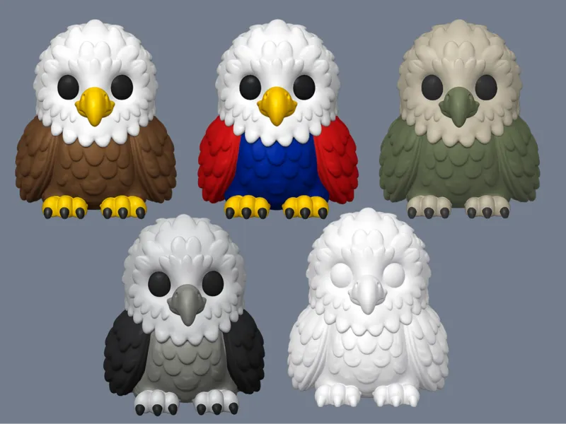 Cute Chibi Bald Eagle Multiple Color Themes