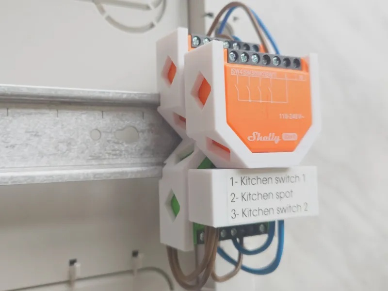 Shelly DIN Rail Mount | 3 Shelly + 2 WAGO