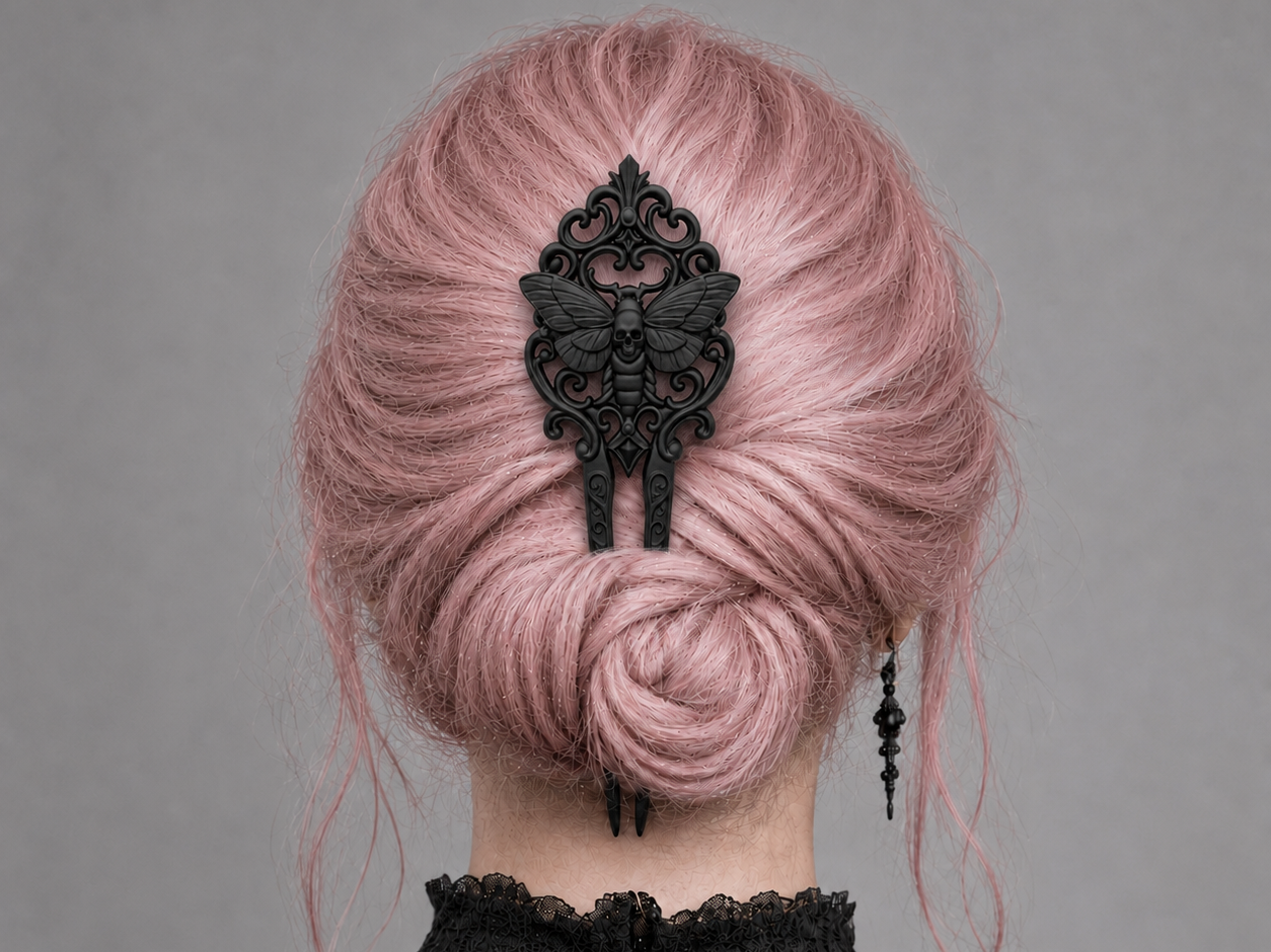 Gothic Death Moth Hairpin - 1