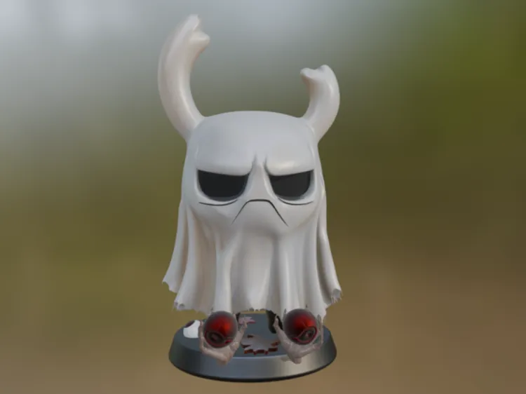 Zote from Hollow Knight dressed as a ghost