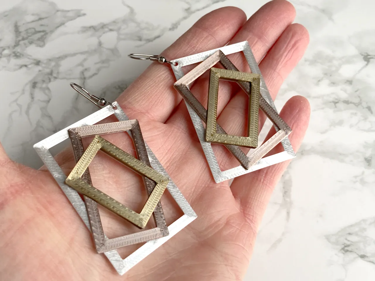 Stacked Rectangles Earrings view 3