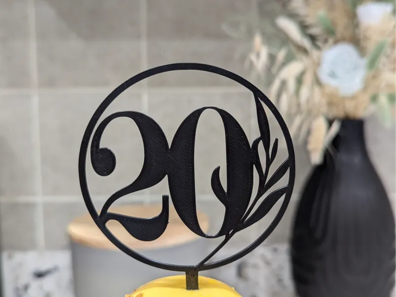 20th Birthday Cake Topper - Floral
