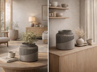Japandi ribbed spiral minimalist vase 