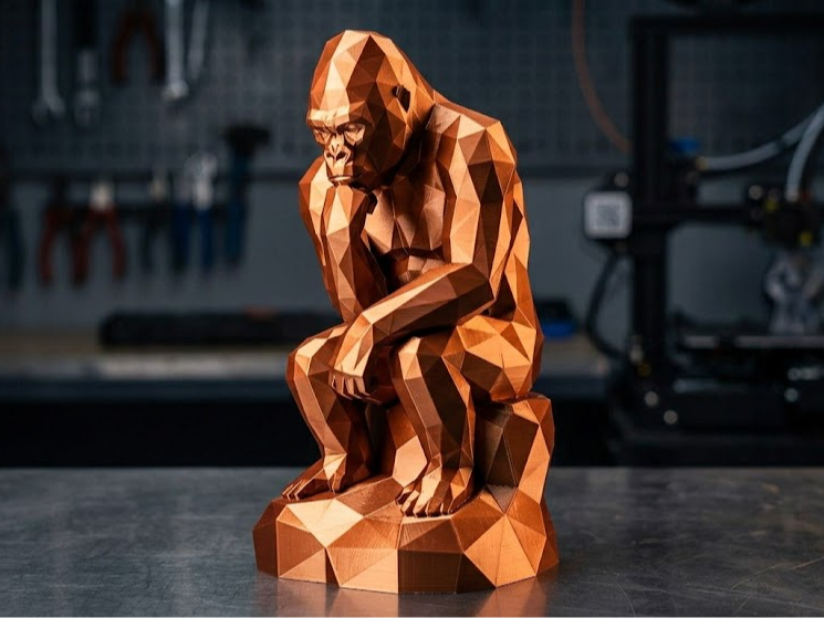 Low Poly Gorilla "The Thinker" - Modern Art