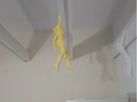 lowpoly hanging female climber sculpture - 60cm