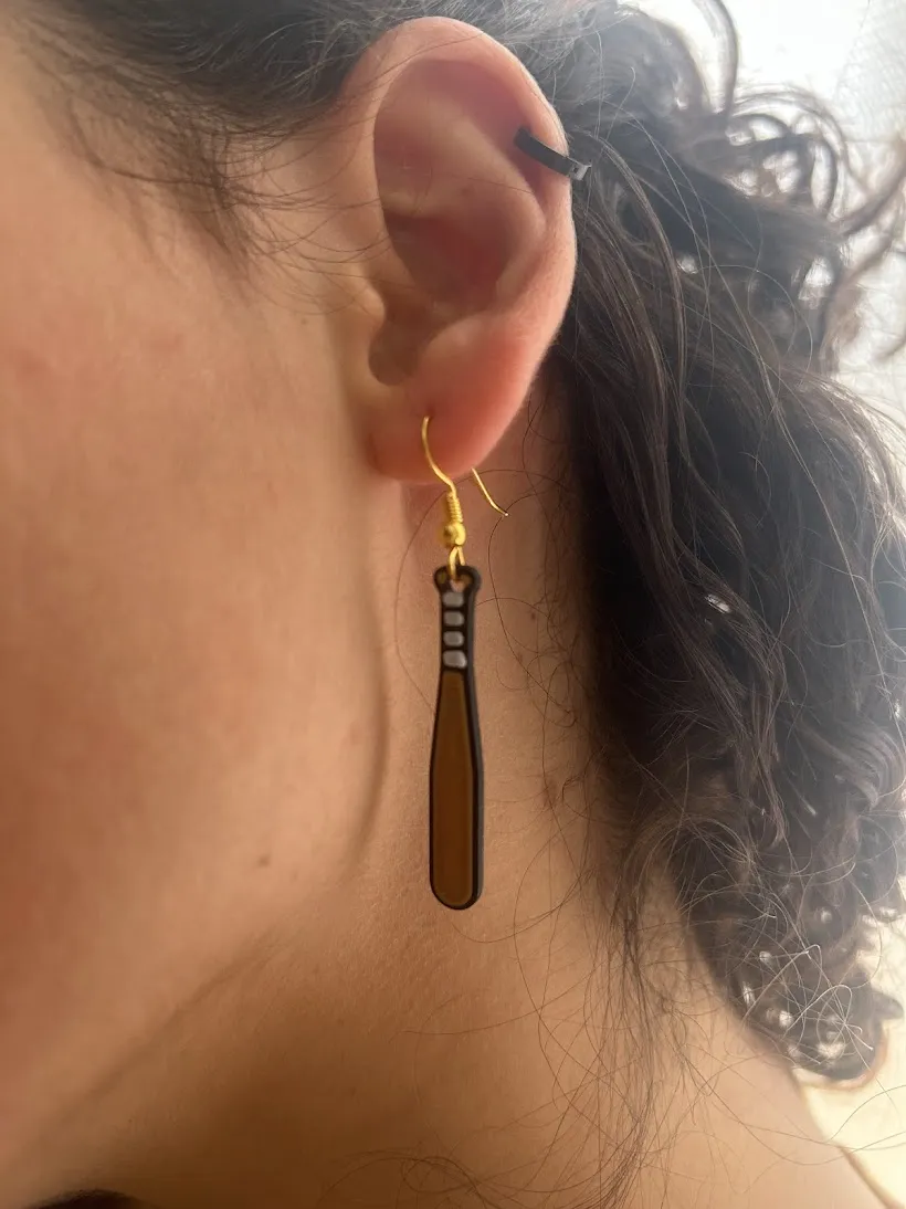 Baseball Bat Earring view 2