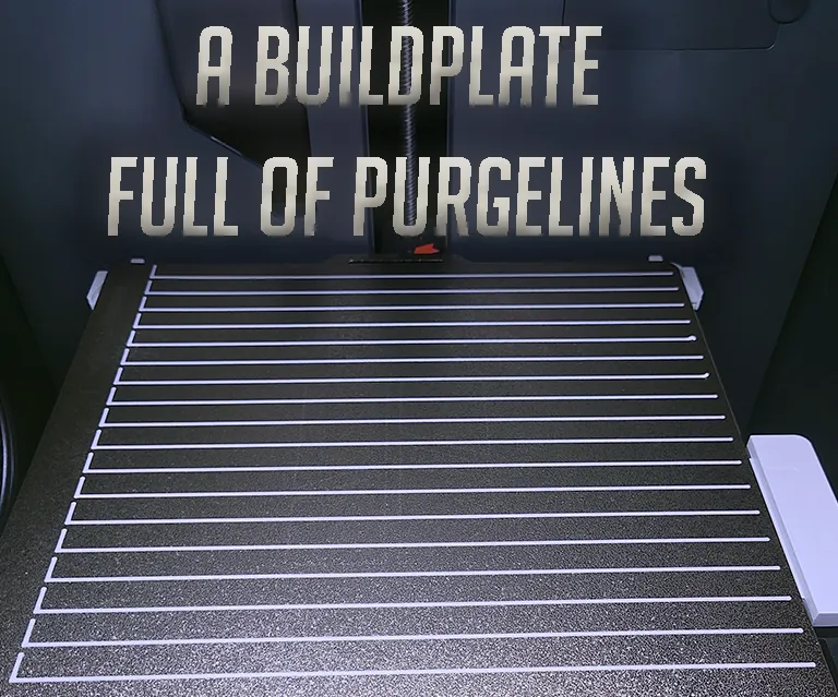 A Printbed full of Purgelines