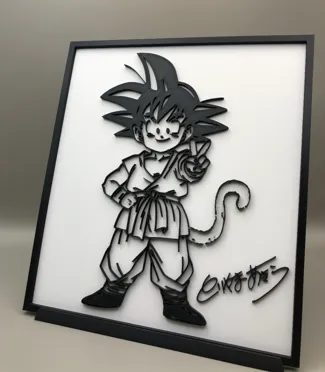 Young Songoku showing 2 fingers peace sign