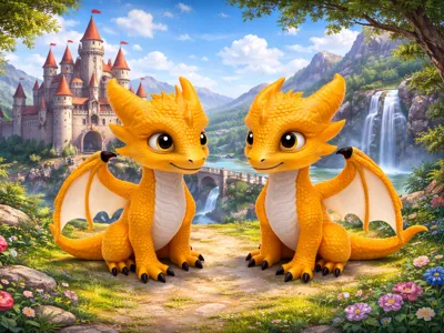 Cute orange Baby Dragon