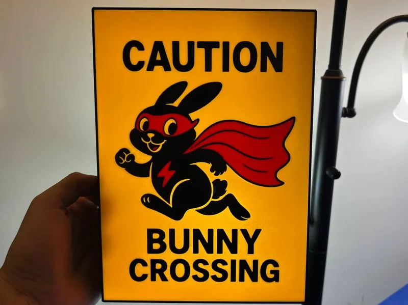 lightbox caution bunny crossing 