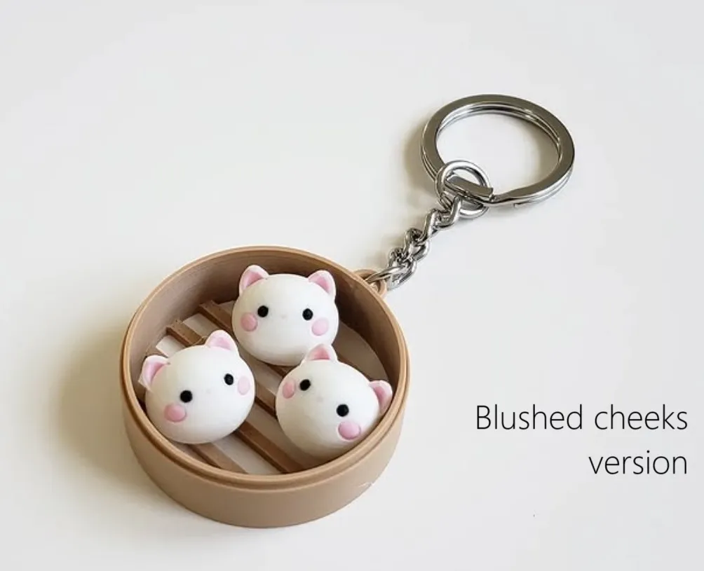 Kitty Bun Fidget Keychain (Dim Sum) view 3