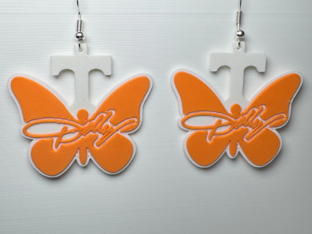 Dolly Parton Tennessee Vols Earrings (.4mm nozzle) 3D model