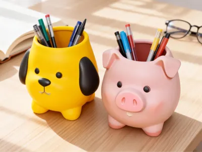 Pen Holder (Puppy and Piggy)