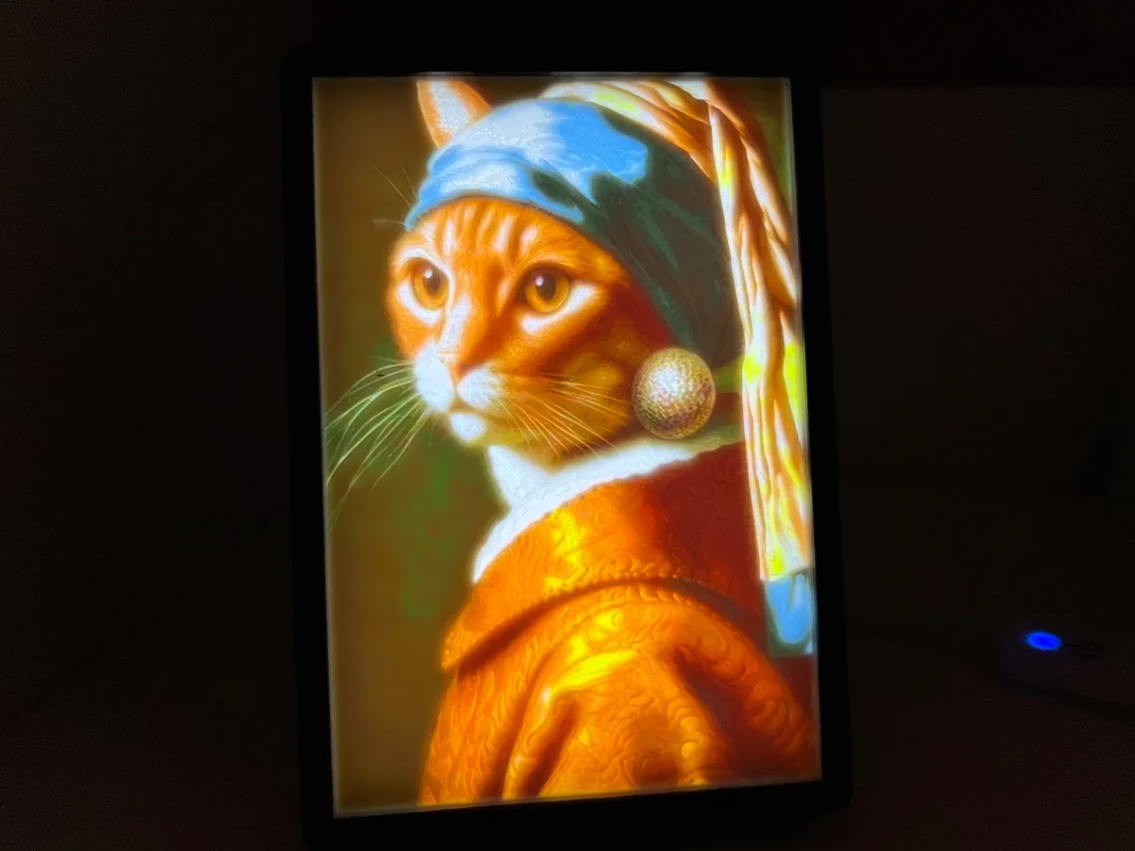 Cat with a Pearl Earring Lithophane Image view 2