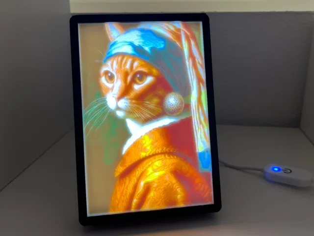 Cat with a Pearl Earring Lithophane Image