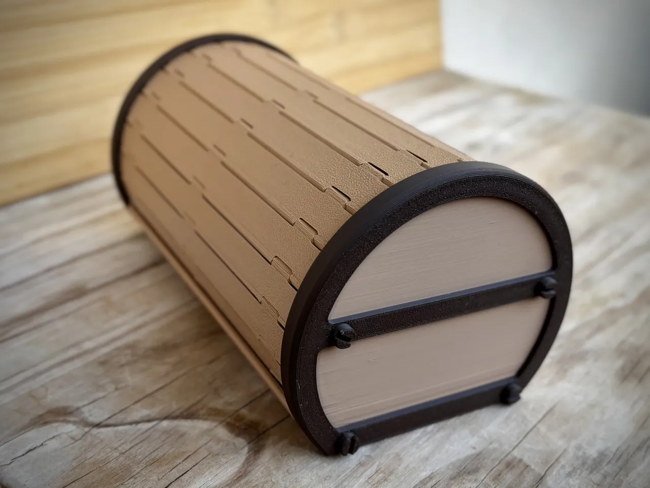Cylinder Tambour Box | Roll top Storage| Organizer view 3