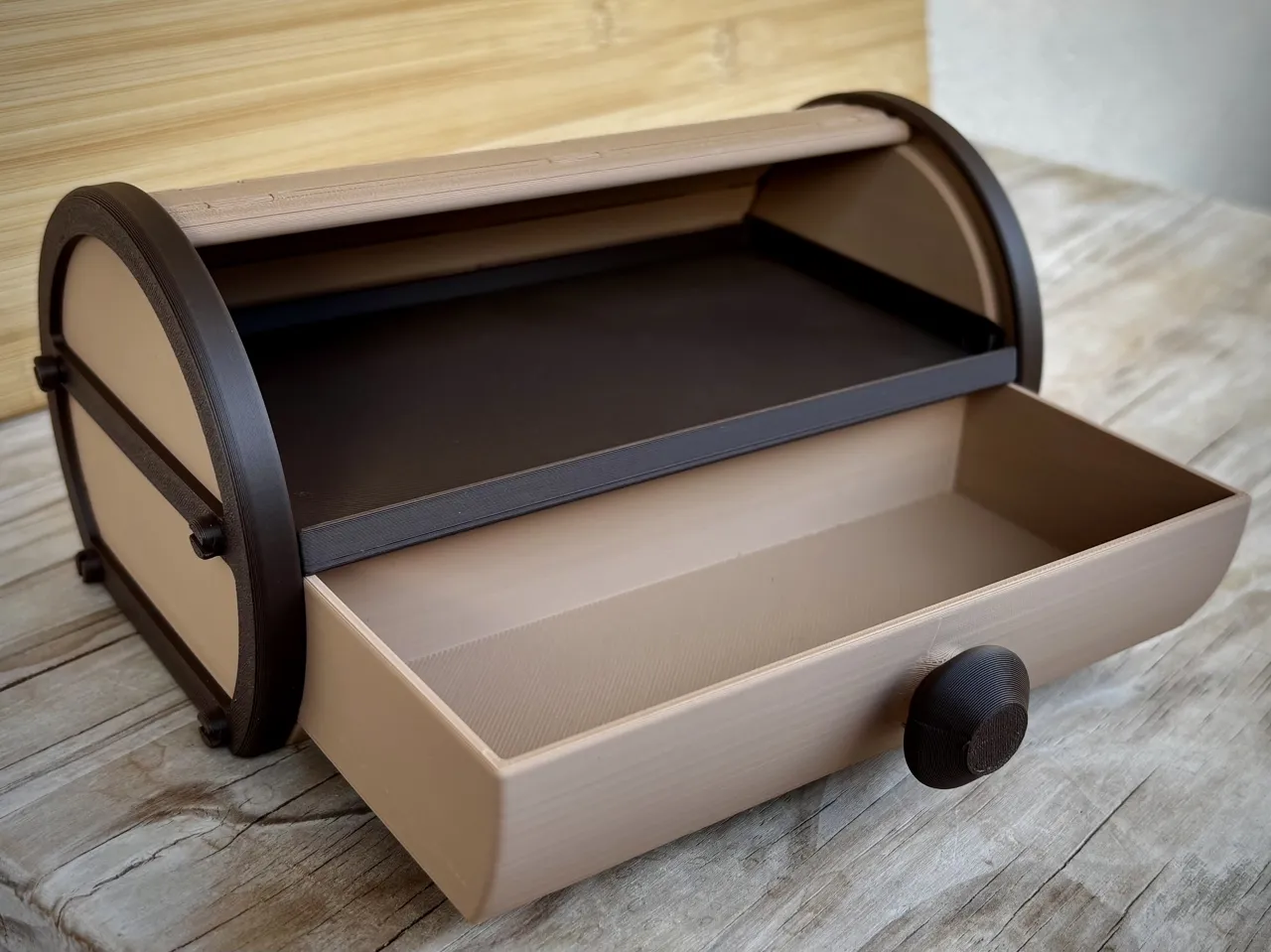 Cylinder Tambour Box | Roll top Storage| Organizer view 4