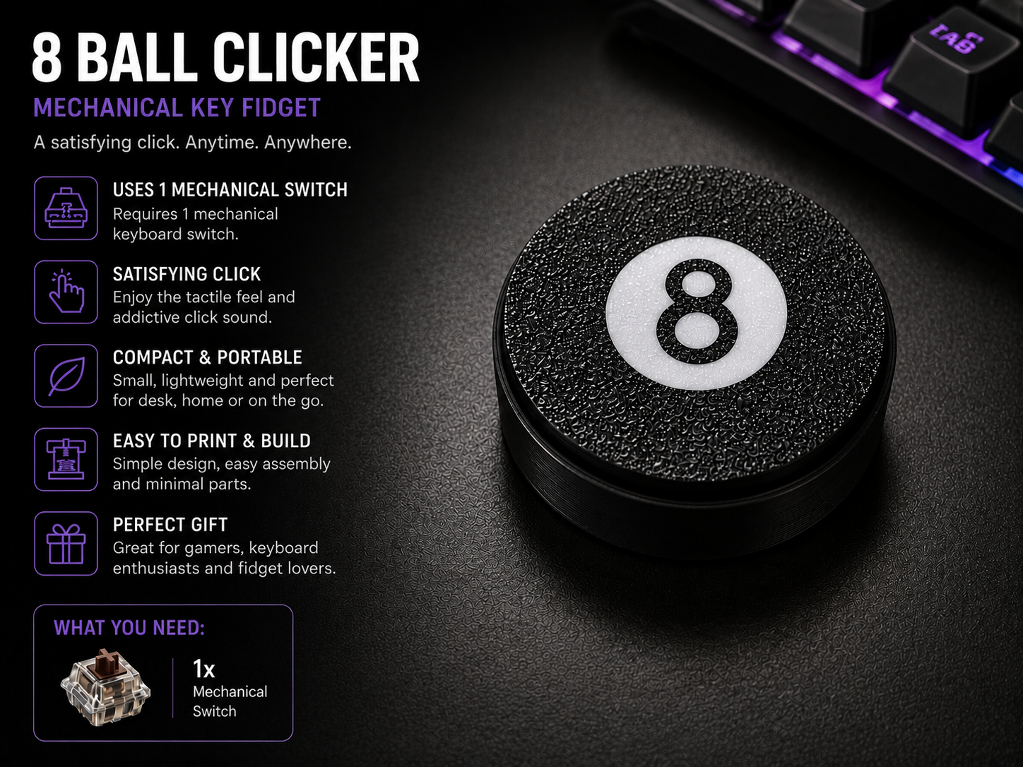8 Ball Clicker – Mechanical Key Fidget
