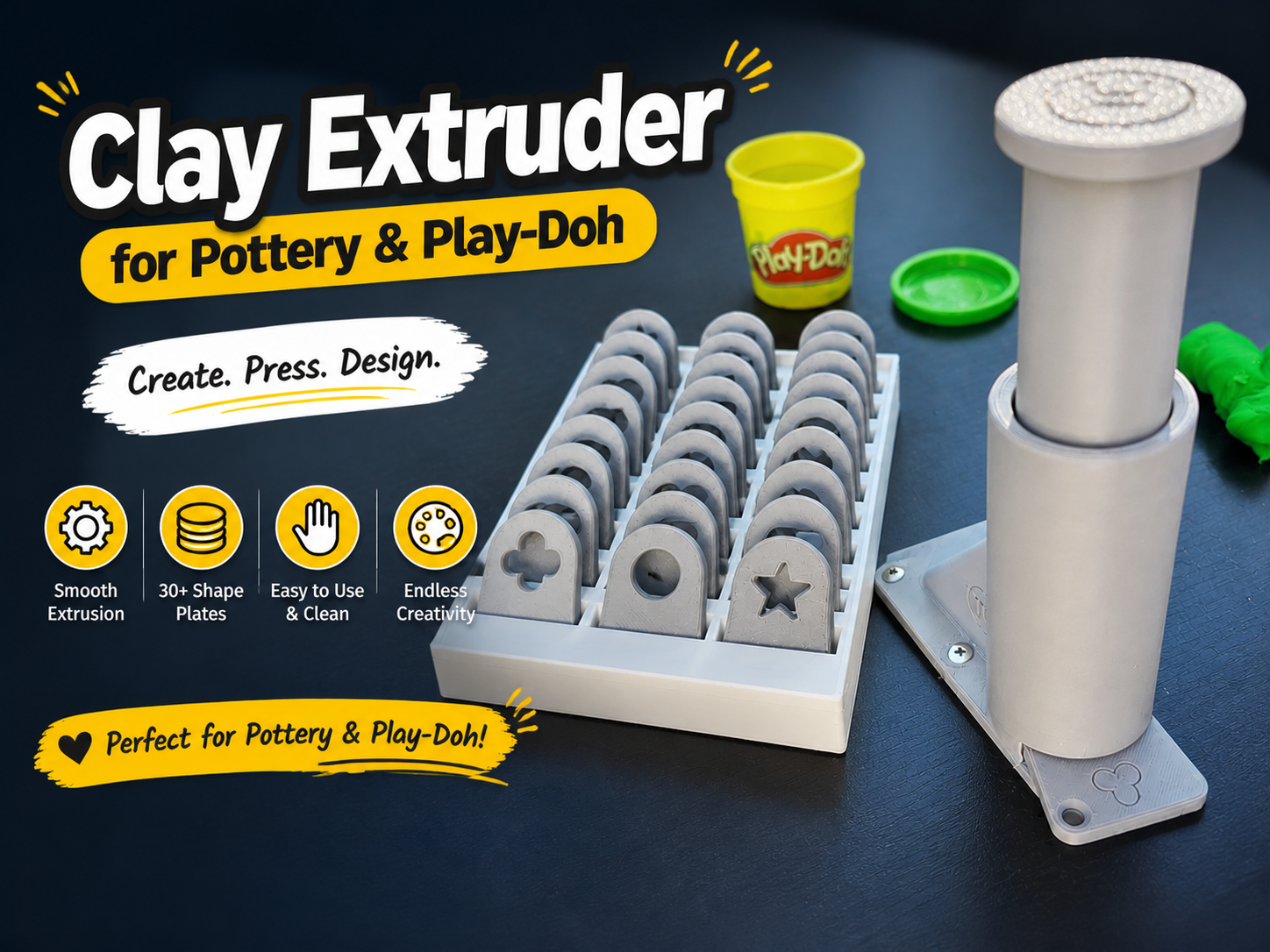 Clay Extruder for Pottery & Play-Doh (Clay Press)