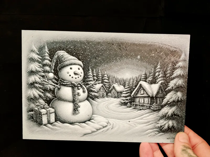 Snowman and the forest town