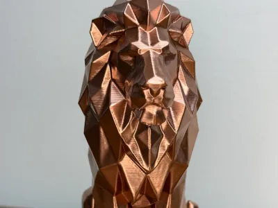 Low-Poly Lion Statue Sitting