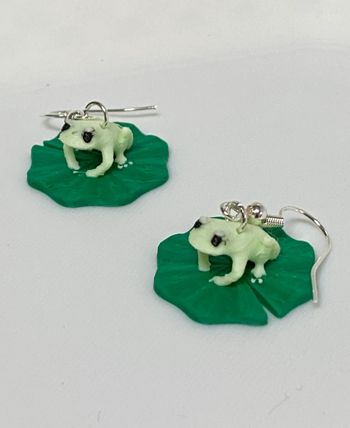 Frog on Lilly Pad Earrings view 2